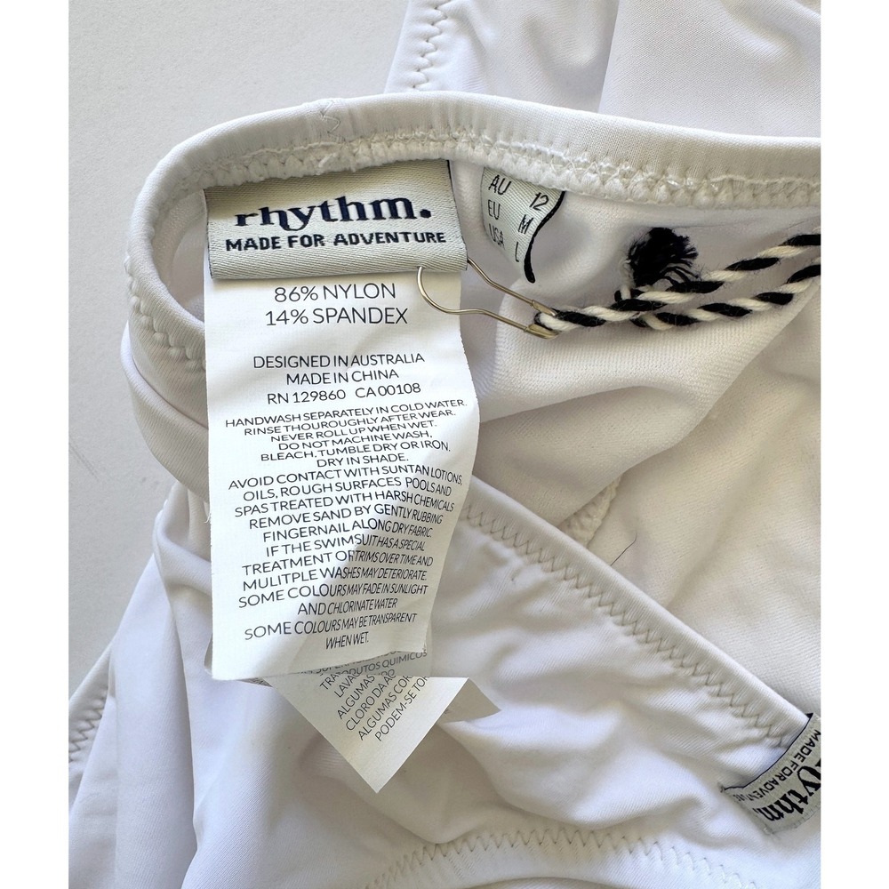 NWT Rhythm White High Neck Halter Hipster Cutout Bottom Size Large Coastal Boho - Picture 12 of 16